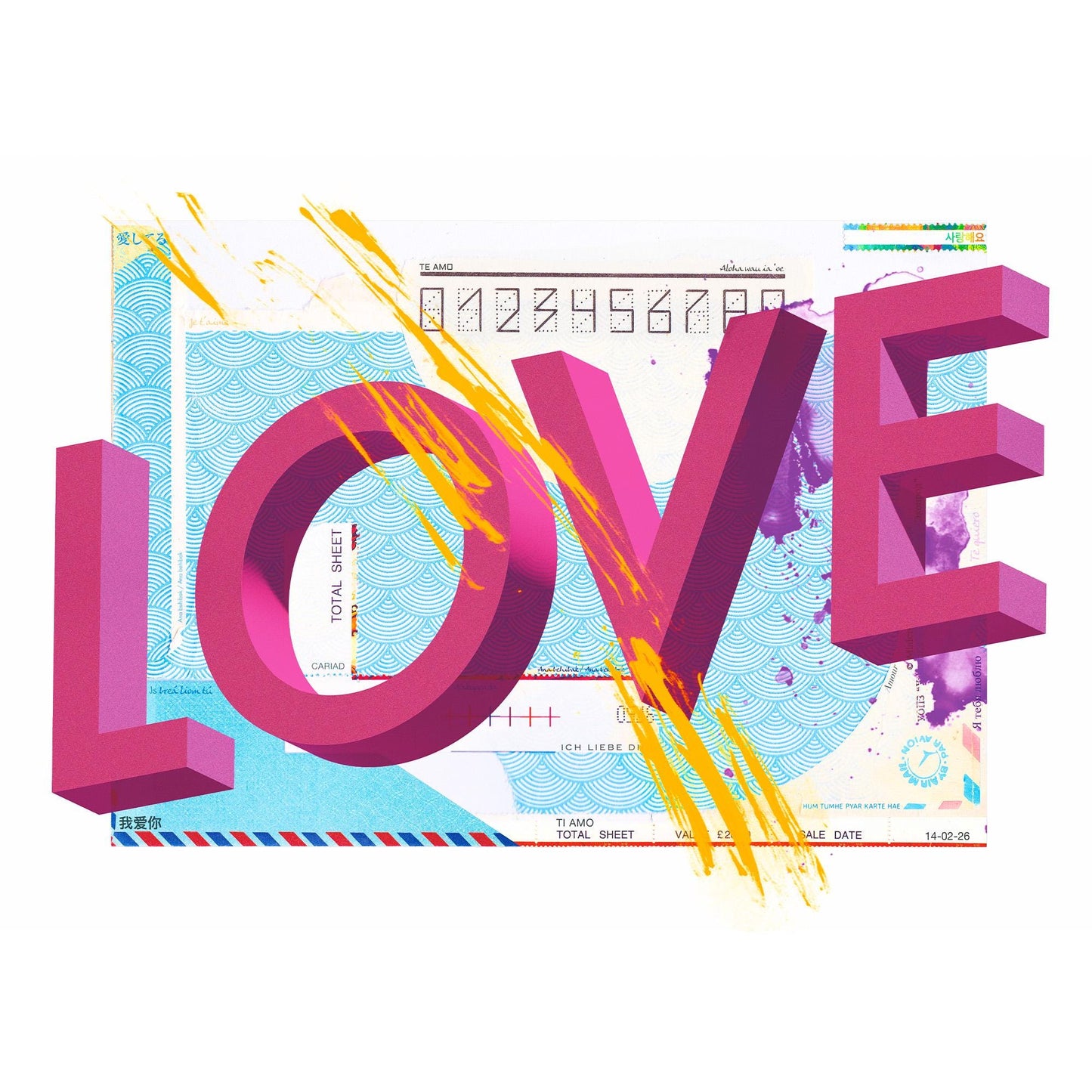 Love – Mixed Media Collage Giclée Print.
