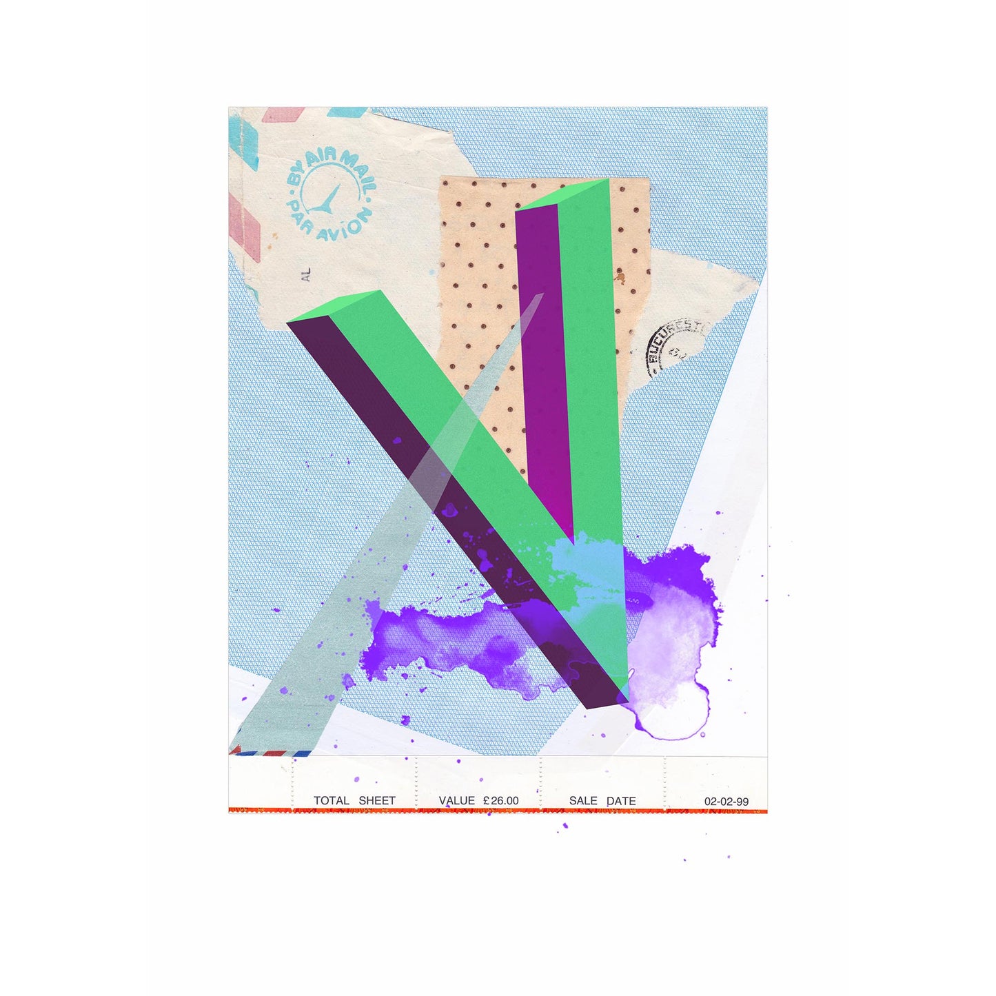ALPHABET - 'Sending You A Letter' A4 - V, FRAME WHITE image