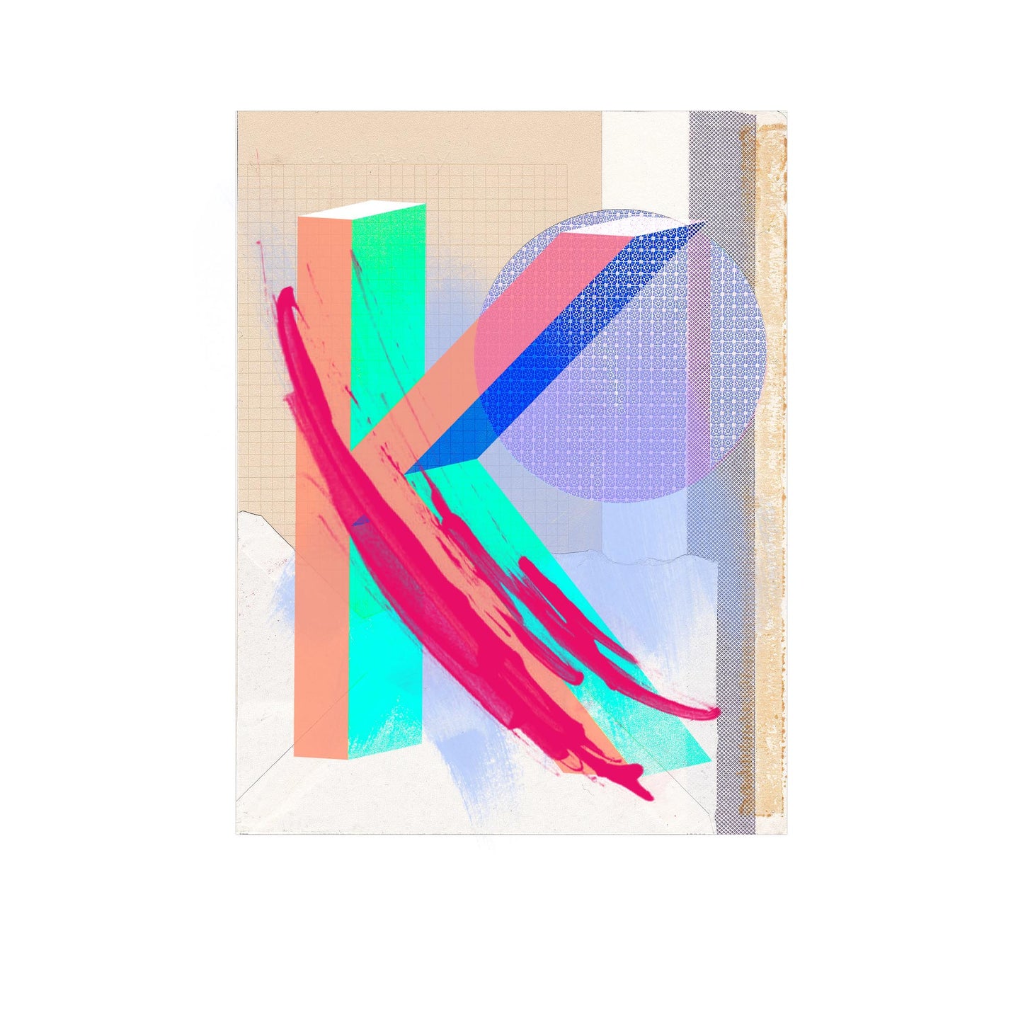 ALPHABET - 'Sending You A Letter' A4 - K, FRAME WHITE image