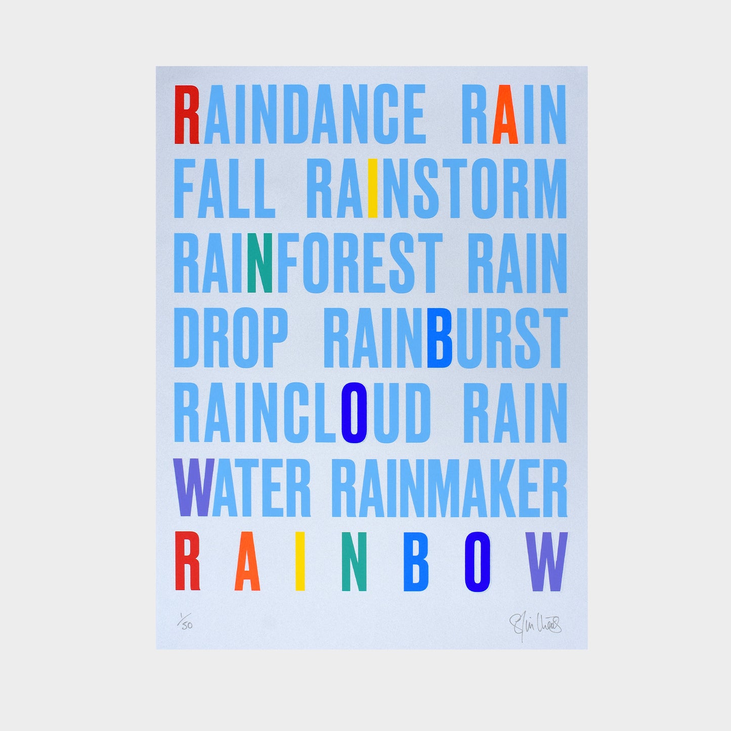 RAINBOW – Metallic Silver Multi-colour A2 Limited Edition Screenprint