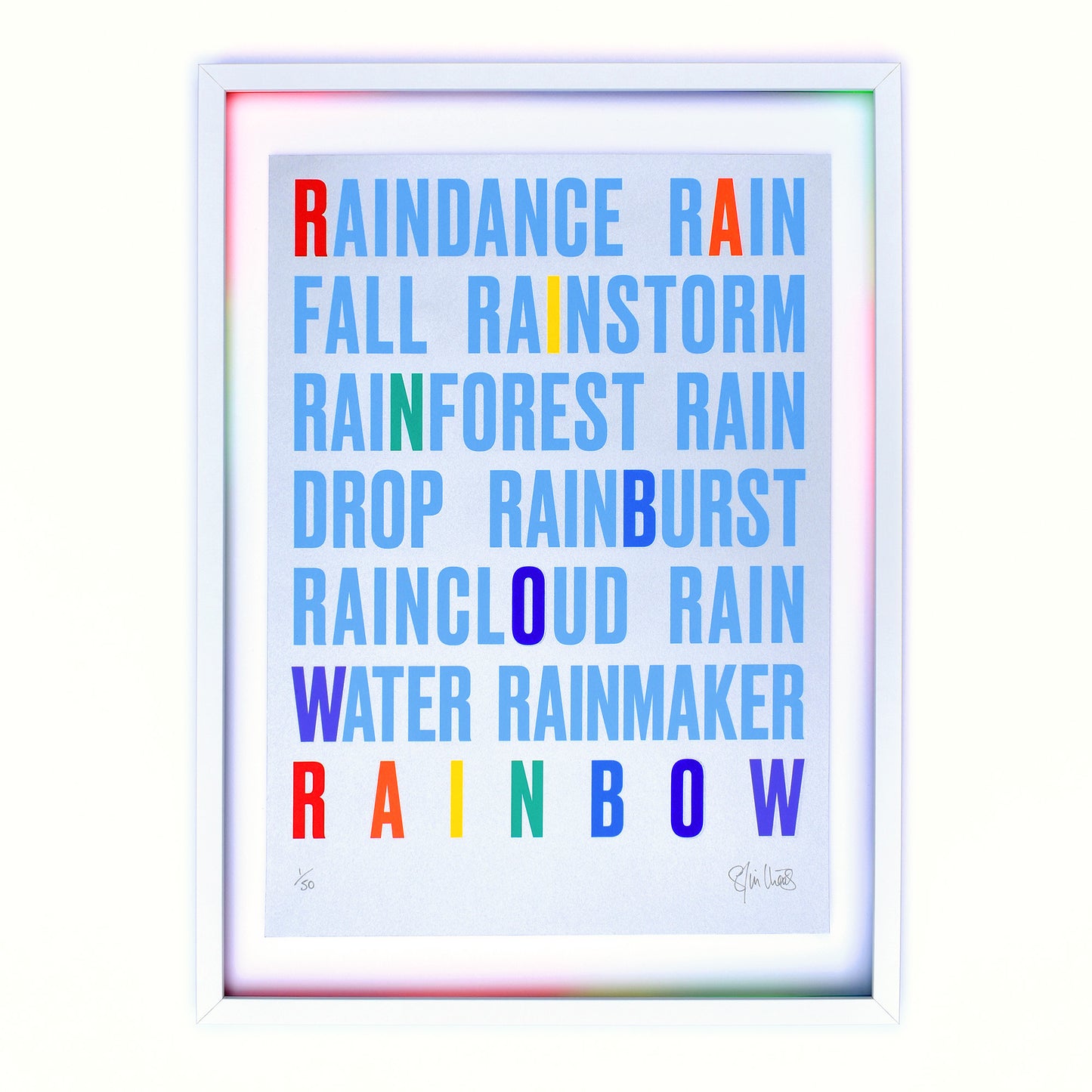 RAINBOW – Metallic Silver Multi-colour A2 Limited Edition Screenprint
