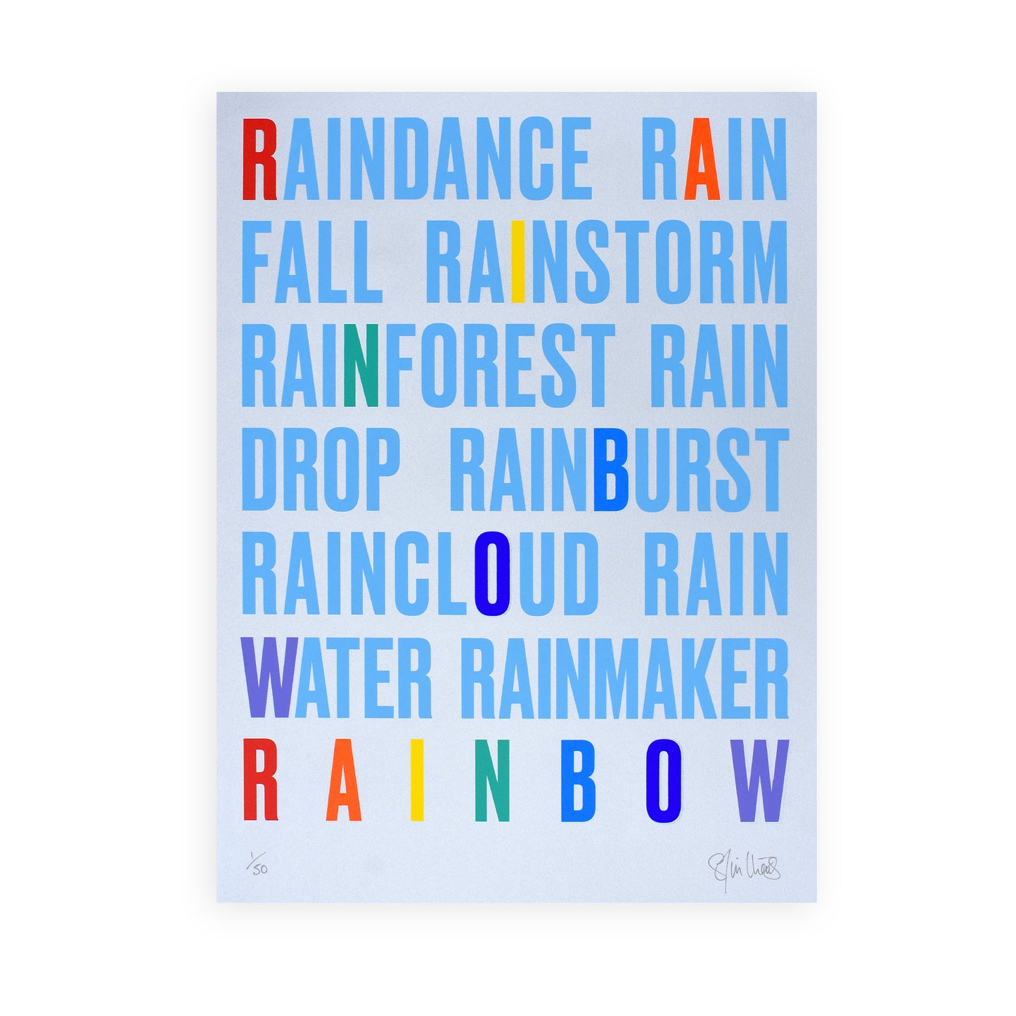 RAINBOW – Metallic Silver Multi-colour A2 Limited Edition Screenprint