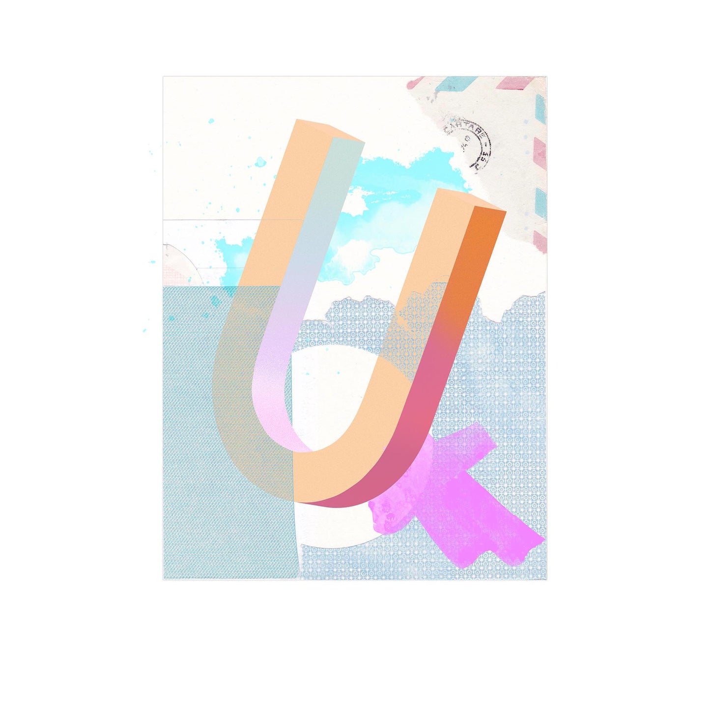 ALPHABET - 'Sending You A Letter' A4 - U, FRAME WHITE image