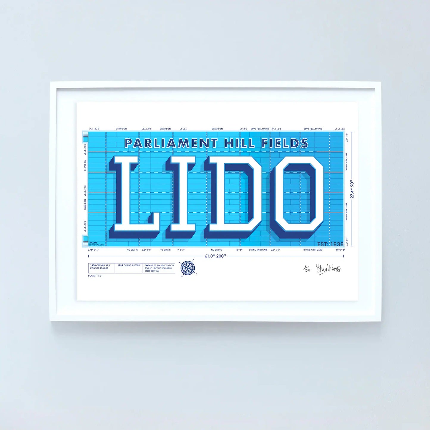LIDO – A3 Giclée - FRAMED image
